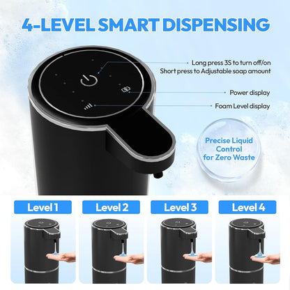 2 Pack Automatic Foaming Soap Dispenser,Touchless Foam Soap Dispenser,12.8oz Rechargeable Wall Mounted Smart for Bathroom and Kitchen Dish Soap,Easy for Toddlers(White)