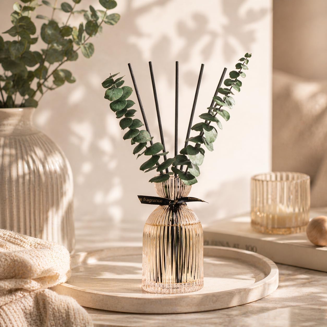 Airkeep Reed Diffuser Set 6.76 oz – Cherry Blossom Home Fragrance with Eucalyptus Sticks – Decorative Glass Bottle for Bathroom, Bedroom & Living Room Décor – Gift Ready