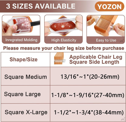 YOZON Chair Leg Floor Protectors Felt Furniture Pads Silicone Caps | Chair Leg Protectors for Hardwood Floors 32 Pack Anti-Scratch Reduce Noise Clear Round Medium Fit 3/4" to 1-3/16" (19-30mm)