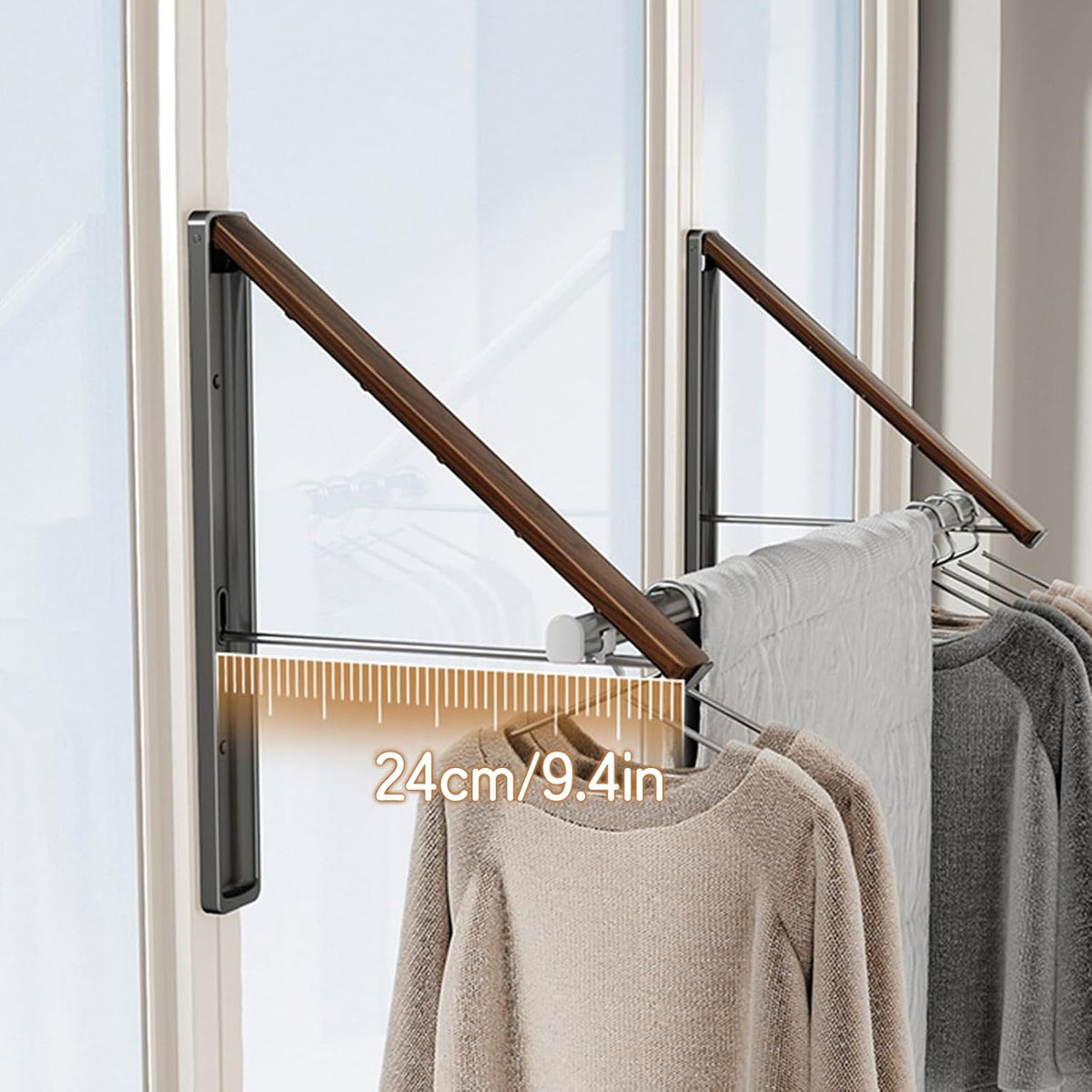 Wall Mounted Drying Rack, Retractable & Foldable Clothes Hanger for Laundry Room Organization, Hanger Dryer Rack Space Saving Closet Organizer (1)