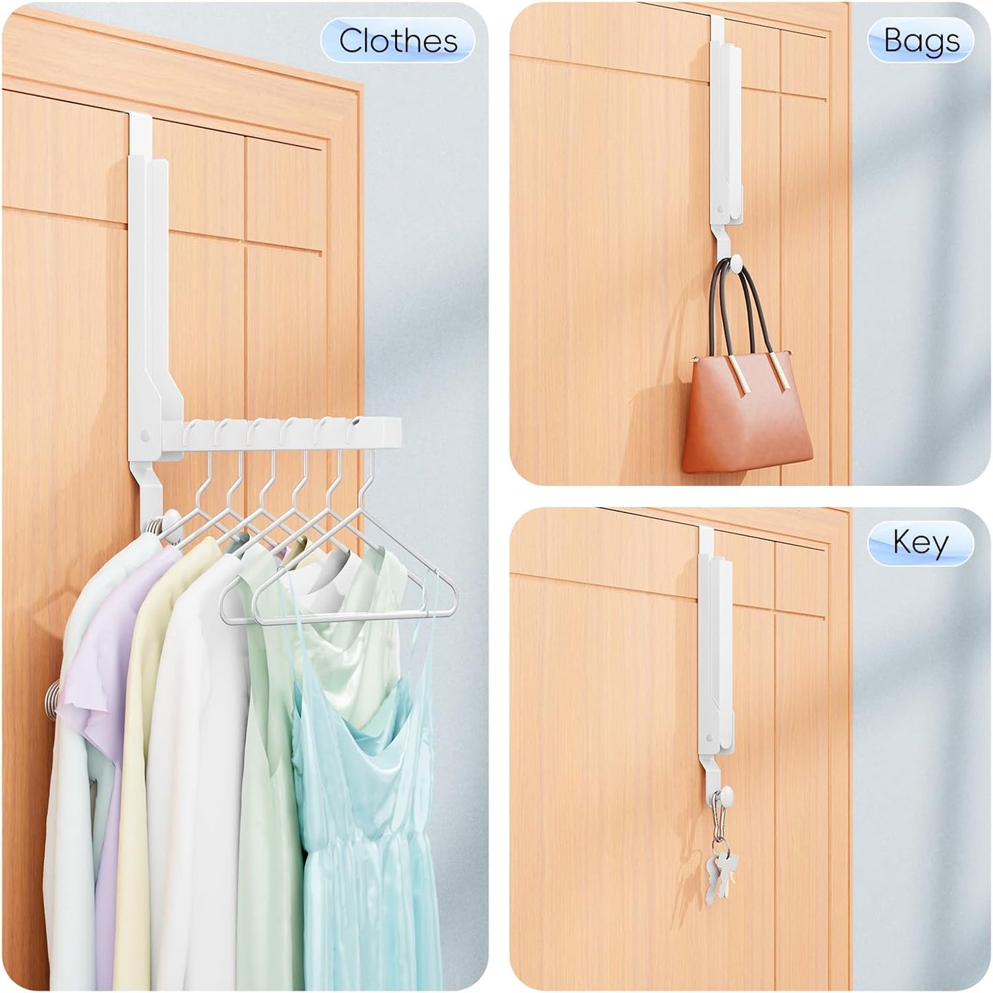 2 Pack Over The Door Hanger Folding Clothes Drying Rack, Folding Hanging Coat Rack for Indoor Laundry Room Compact Small Space Foldable Portable Clothing Hanger Hook Collapsible (Wihte-2(Upgraded))