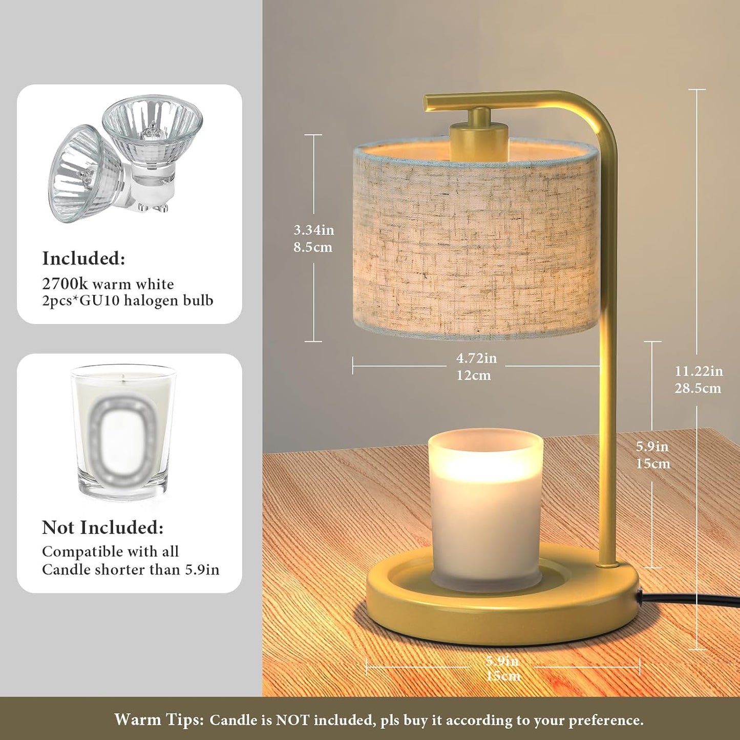 Black Candle Warmer Lamp with Timer Dimmer, Electric Candle Warmer Wax Heater, Birthday Gifts for Women Her Mom, House Warming Gifts New Home