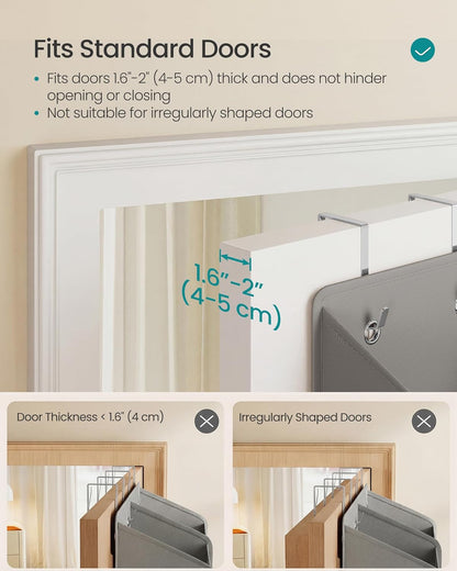 SONGMICS Over-the-Door Organizer, 9-Compartment Door Hanging Storage Shelf, Foldable Closet Hanging Organizer, Heavy-Duty, Metal Hooks, Transparent, Dove Gray URDH009GD01