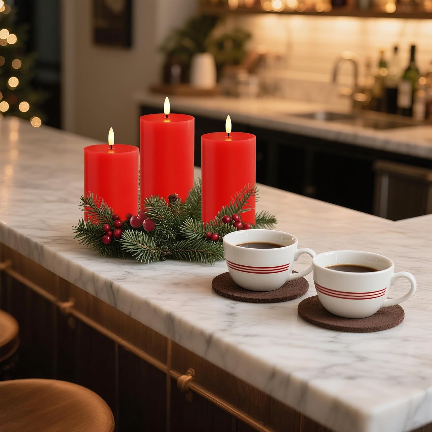 JOIONE Flameless Pillar Candles with Remote, 3 Pack Battery Operated Real Wax LED Candles, LED Candle that Perfect for Home Decorations Fireplace Table, White