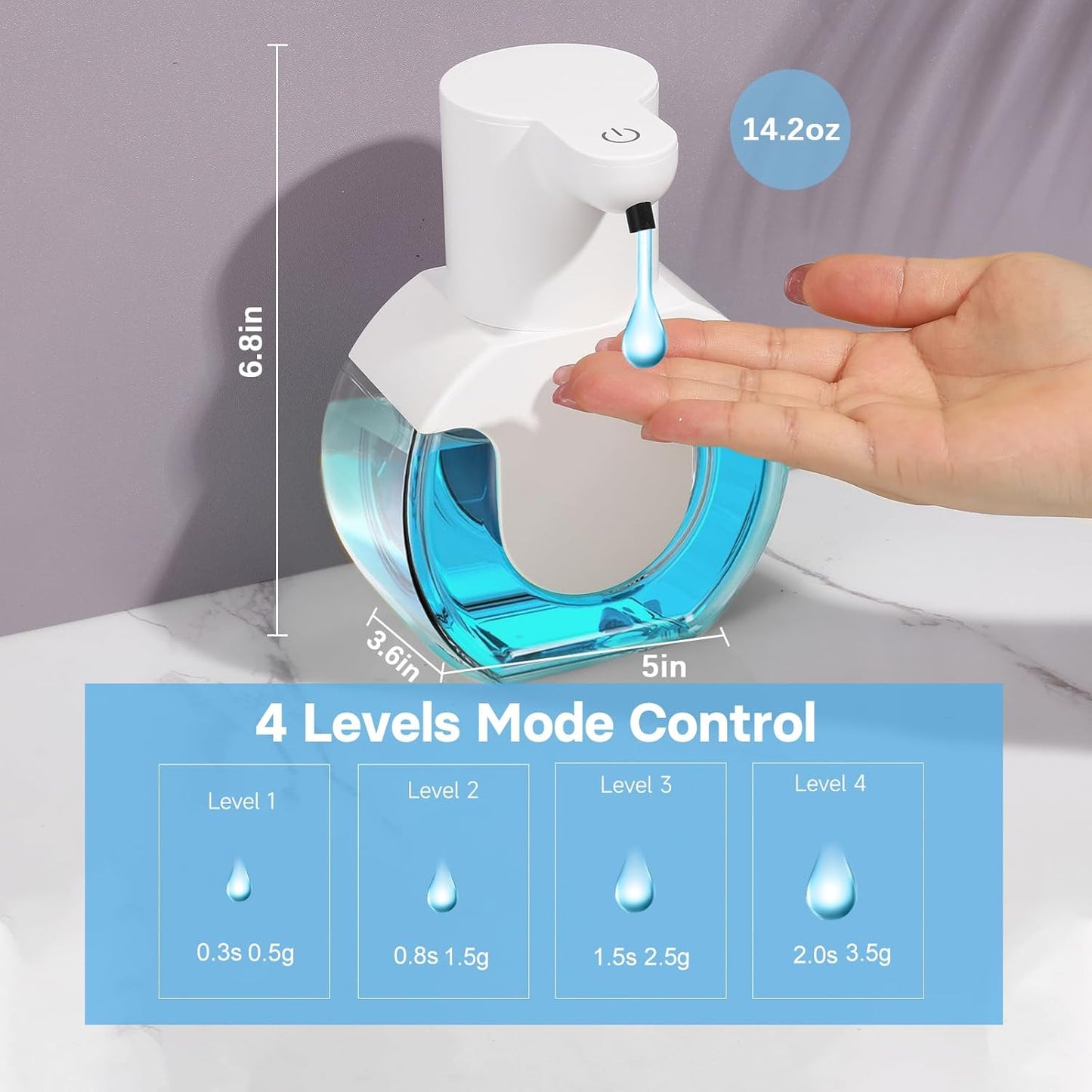 2 Pack Automatic Soap Dispenser,14.2oz/420ML Touchless Automatic Foaming Hand Soap Dispenser,Rechargeabled Wall Mounted Smart Pump for Bathroom Kitchen