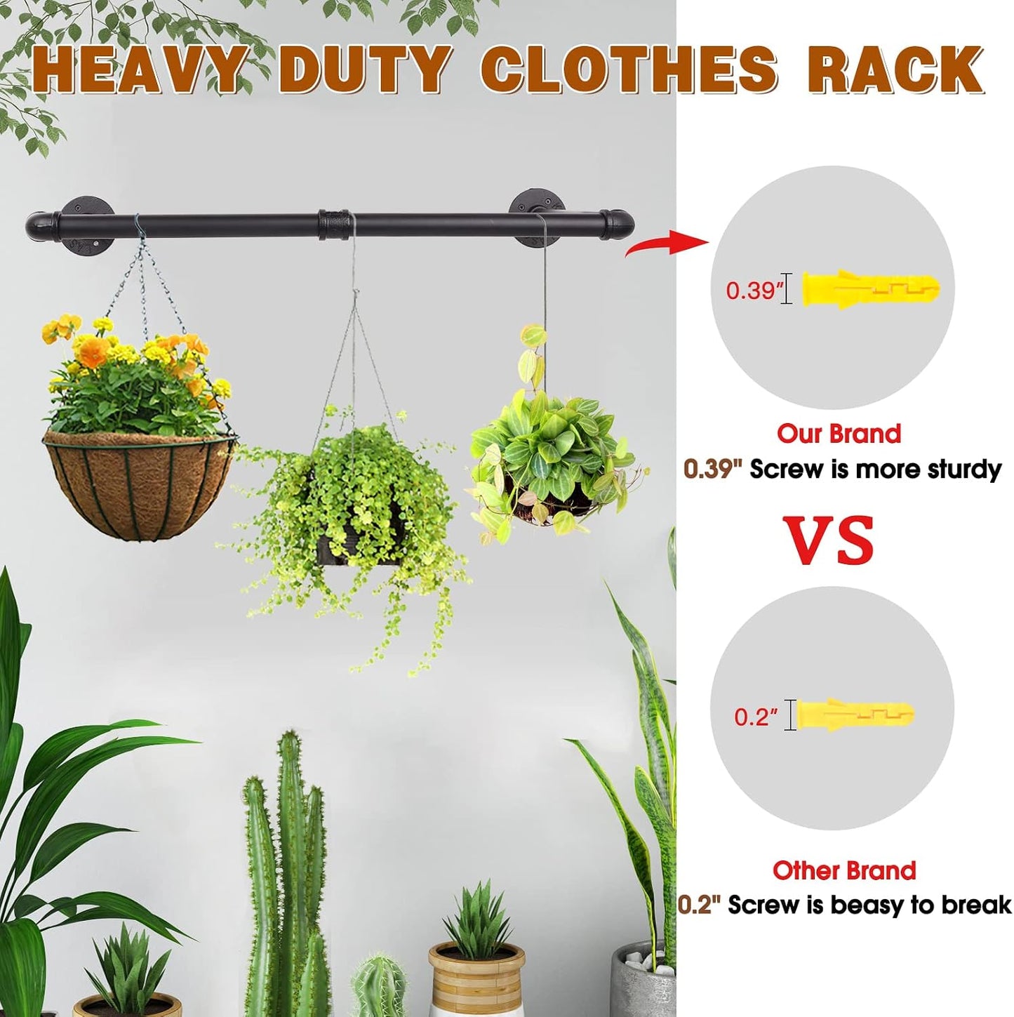 Gold Wall Mount Iaundry Drying Rack - 54" Pipe Garment Rack, Portable Heavy Duty Iron Closet Hanger Rod, Modern Metal Detachable DIY Hanging Bar for Laundry Room and Closet Storage