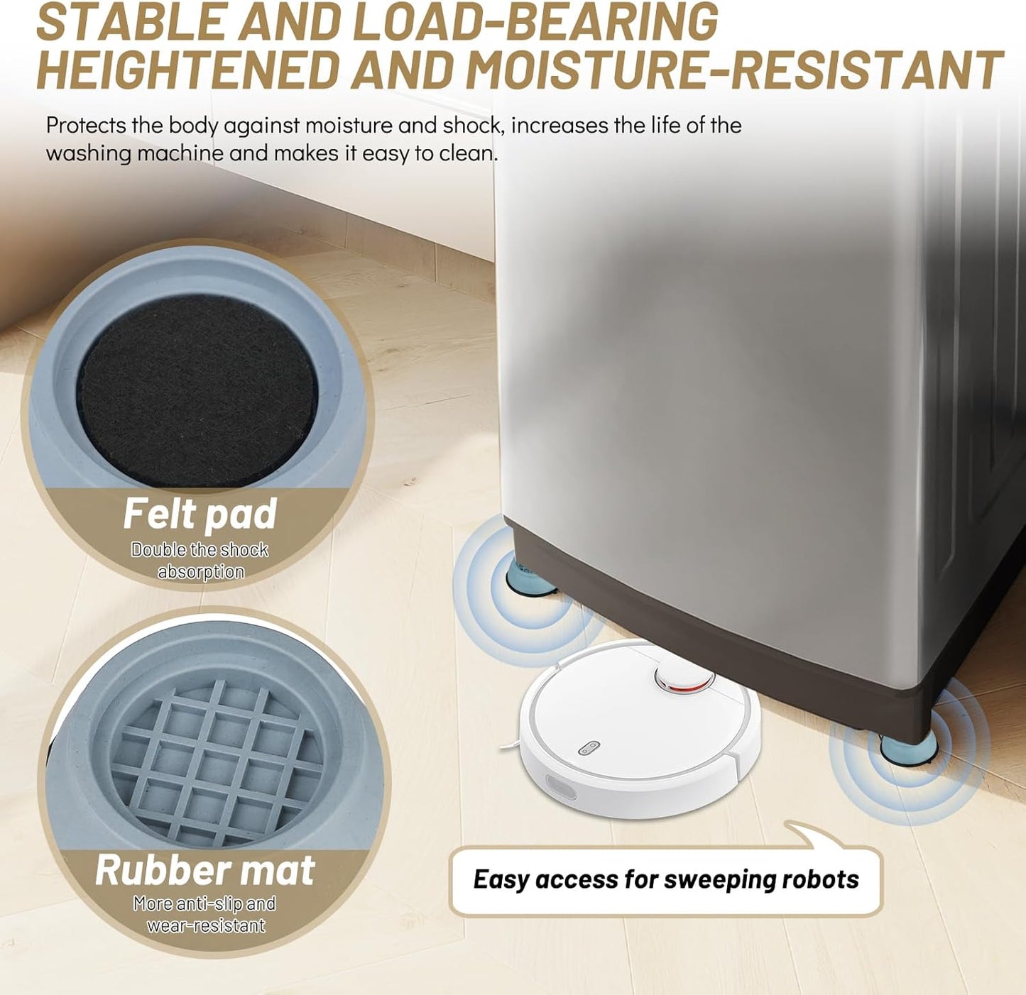 8 PCS Anti Vibration Washing Machine Feet, Anti Vibration Anti Slip Pads for Washing Machine and Dryer Machine, Floor Protector for Washing Machines, Dryer Machine, Furniture and Appliances