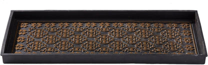 HF by LT Colorado Premium Rubber Boot Tray, 34 x 14 inches, Heavy Duty Vulcanized Rubber Design, One-Piece Seamless Construction, Year Round Use Indoors/Outdoors, Black with Brushed Brass