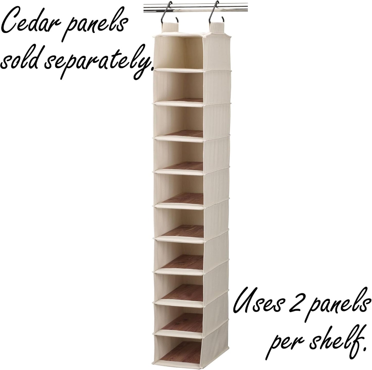 Household Essentials Cedarline 6‑Shelf Hanging Closet Organizer in Heavy‑Duty Cotton Canvas, Cream