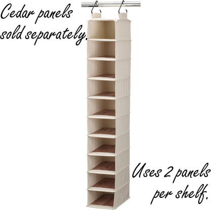 Household Essentials Cedarline 6‑Shelf Hanging Closet Organizer in Heavy‑Duty Cotton Canvas, Cream