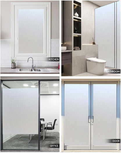 Frosted Window Film, Removable Glass Door Privacy Film, Suitable for Bathrooms, Offices, Static Cling Decorative Film, Reusable Window Stickers (Pure, 17.5X78.7 Inch)