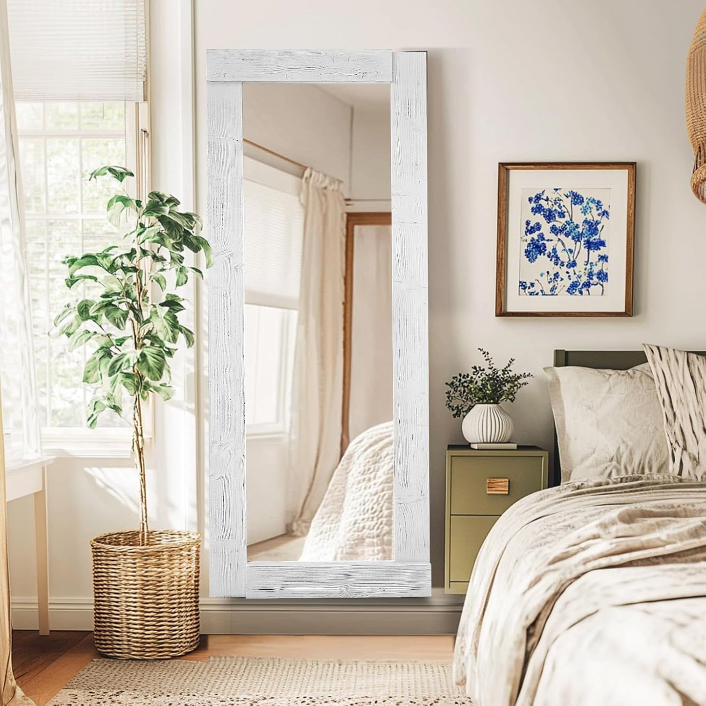 Solid Wood Full Length Mirror - 65"x22" Arched Floor Mirror, Free Standing & Wall Mounted - Elegant Design for Bedroom, Dressing Room, Hallway, Brown