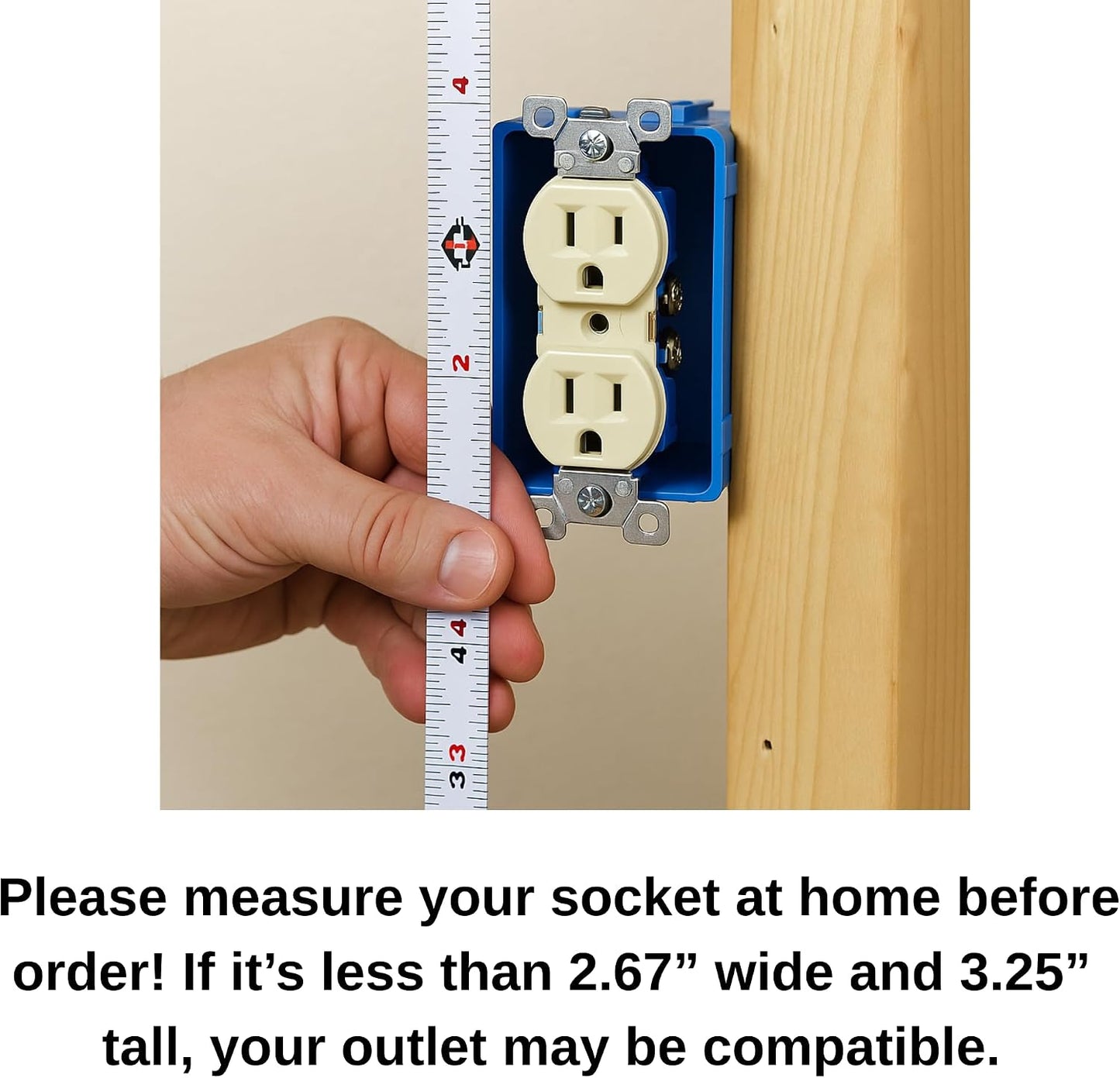 Outdoor Waterproof Outlet Cover, 2.67" x 3.25" Small Socket Protector– Self Adhesive Wall Plate Cover for Single-Gang Electrical Outlets, for Duplex Receptacle (NEMA 5-15R) (Not for Oversized Plugs)
