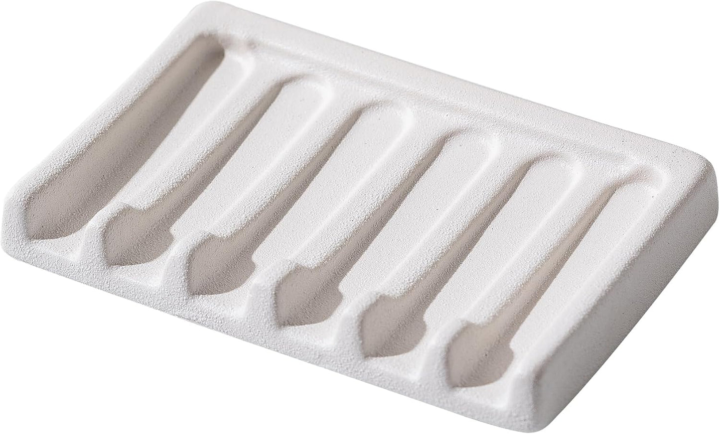 Tanew Self Draining Premium Ceramic Soap Dish, Bar Waterfall Soap Dish, Shower Soap Holder Sponge Holder Soap Tray Savers for Bathroom, Shower, Kitchen, Sink and Countertop