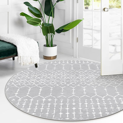 Lahome Moroccan Entry Rug 2x3, Non-Slip Washable Front Indoor Door Mat Rubber Backing Low-Profile Door Rugs, Small Geometric Print Distressed for Entryway Bathroom Kitchen, Black Hana