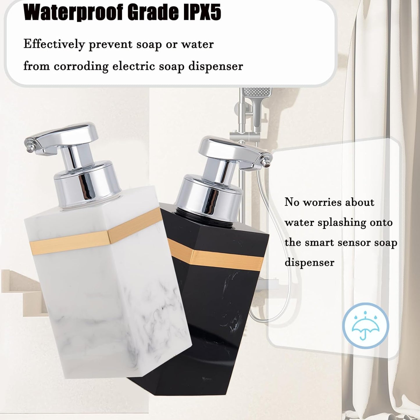 Automatic Soap Dispenser, Touchless Smart Foam Soap Dispenser for Kitchen and Bathroom, USB Rechargeable, 7.6oz/225ml, Hands-Free Dish & Hand Soap Dispenser