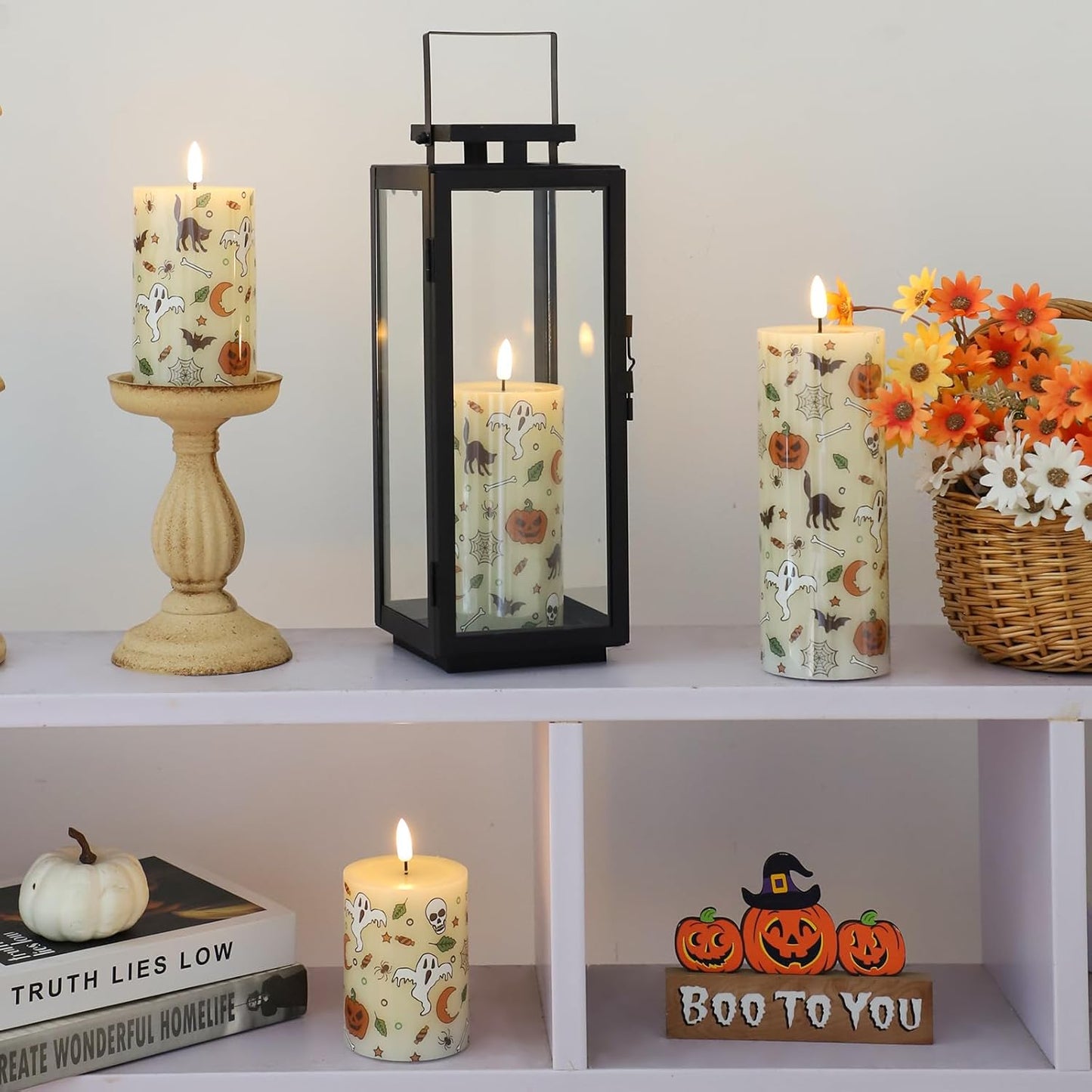 Lezonic Ivory LED Flameless Candles with Remote Timer, 4 Pack Battery Operated Candles Flickering, Grease Design Real Wax Pillar for Wedding Decor, Centerpiece, Birthday Gifts (4/5/6/8 Inch)