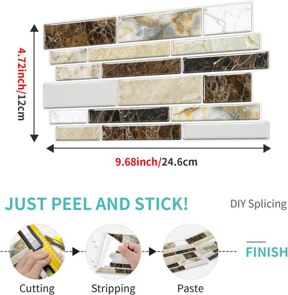 36 Sheets of Self Adhesive Marble Tile Wall Tiles Vinyl Sticker | 9.68 x 4.72in Water Resistant, Easy to Stick and Peel off, Suitable for DIY Decoration on Ceilings and Walls (Black)