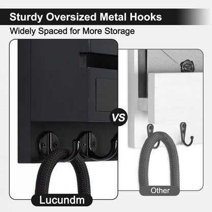 Key Holder Wall Mount, Mail Holder with Storage Drawer and 5 Key Hooks for Coat, Dog Leash, Home Decor Rack, House Accessories, Entry Way Organizer