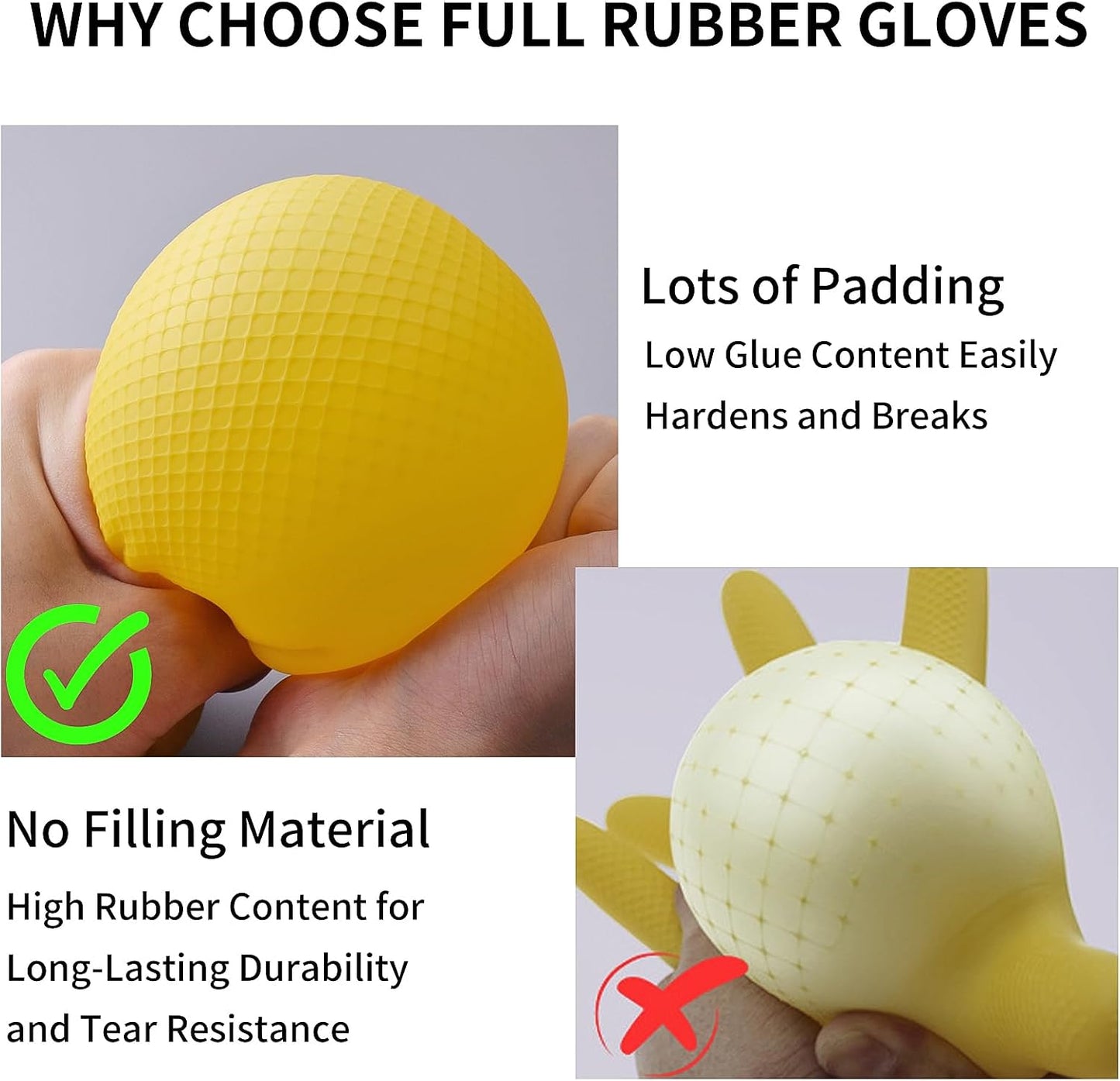 Disfore Rubber-Gloves Dishwashing Gloves for Cleaning-Kitchen - 2 Pairs Long Household Cleaning Gloves for Washing Dishes