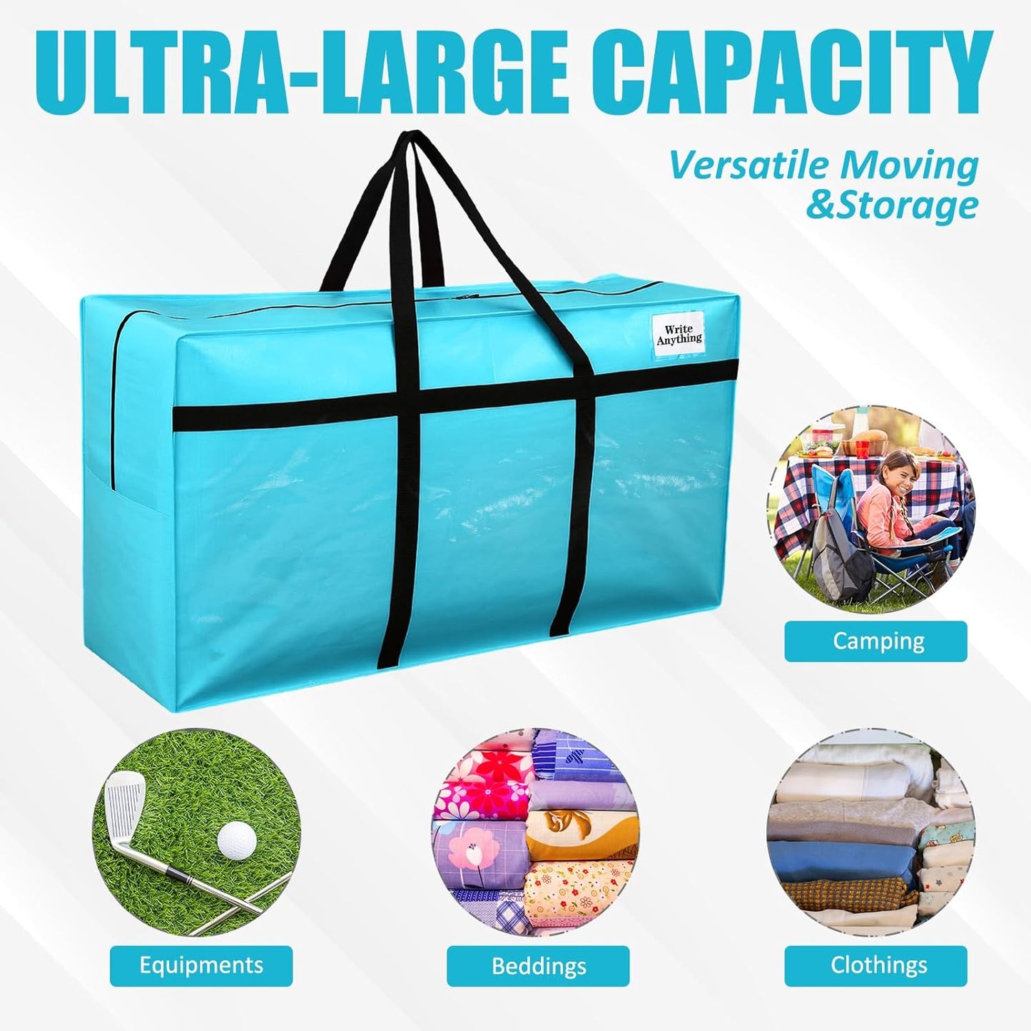 Windyun 4 Pack 57 Gallon Extra Large Moving Bags XXL Heavy Duty Storage Bag with Strong Zipper Handle Jumbo Big Tote Box Foldable for College Dorm Travel Clothes Duffle Blanket Pillow(Red)