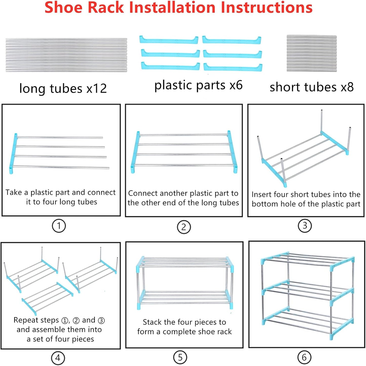 Jucaifu Stackable Small Shoe Rack, Entryway, Hallway and Closet Space Saving Storage and Organization (3-Tier, White)