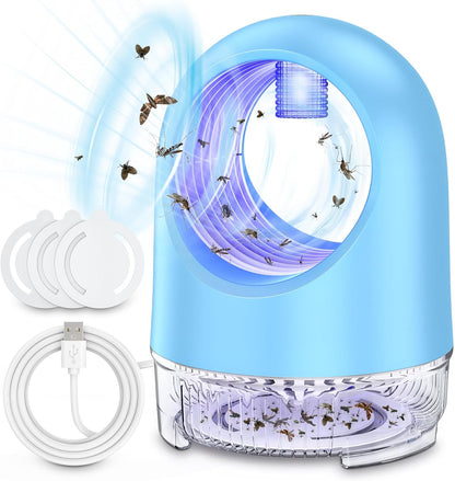 Fruit Fly Traps for Indoors, Electric Fan Powered Bug Catcher, Reusable Gnat Killer for Home Kitchen with Sticky Cartridges for Mosquitoes & Moths