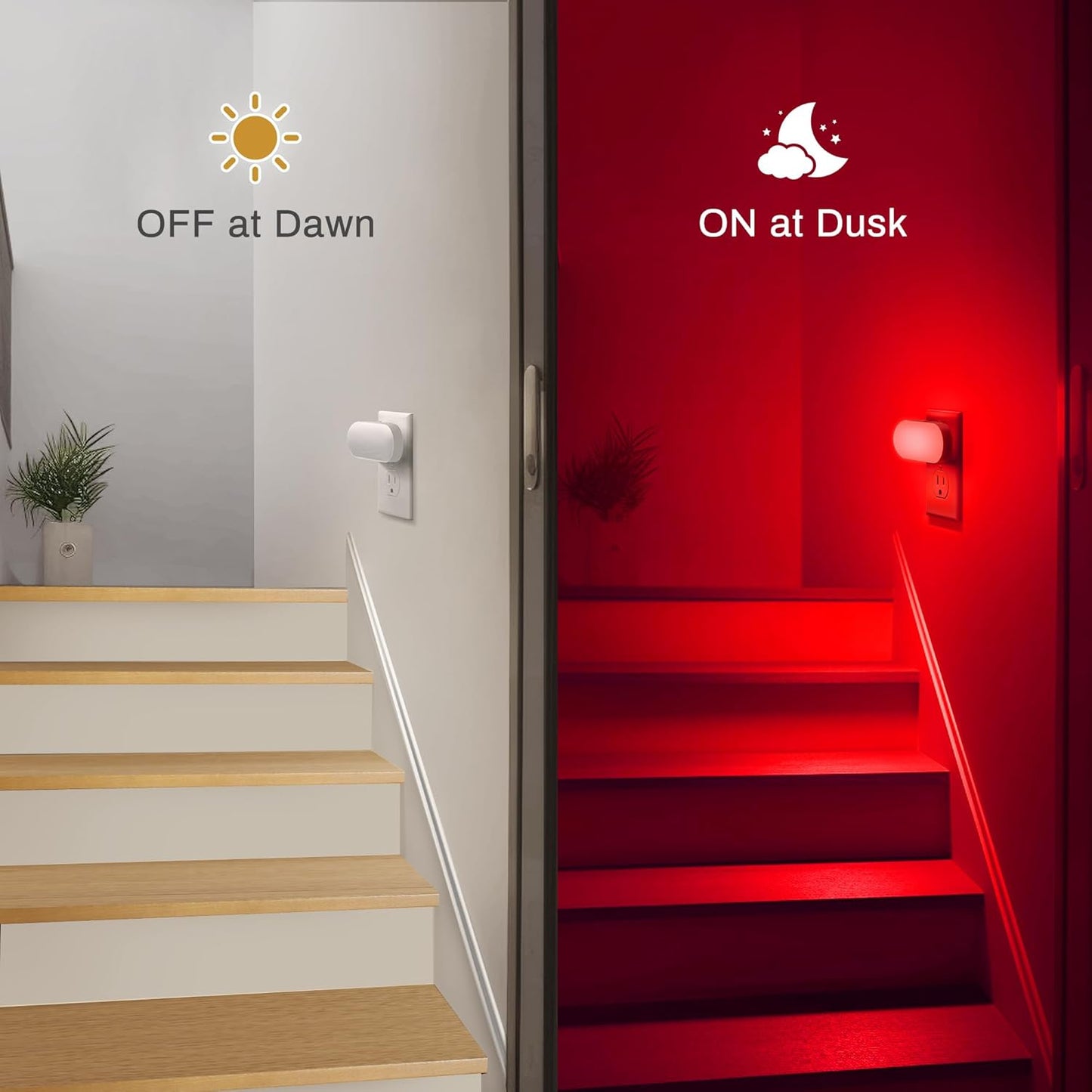 DORESshop Led Night Light, Plug into Wall, [2 Pack] with Dusk to Dawn Sensor, 1W 5000K Dimmable Night Light from 0LM to 100LM for Bathroom Hallway Bedroom Kids Room Stairway