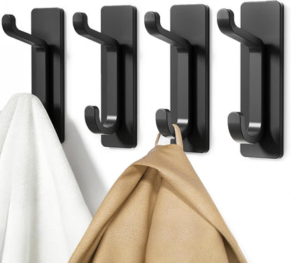 pickpiff Wall Hooks for Coat and Towel: 13LB Strong Adhesive Door Hanger Stick on, White 4 Pack