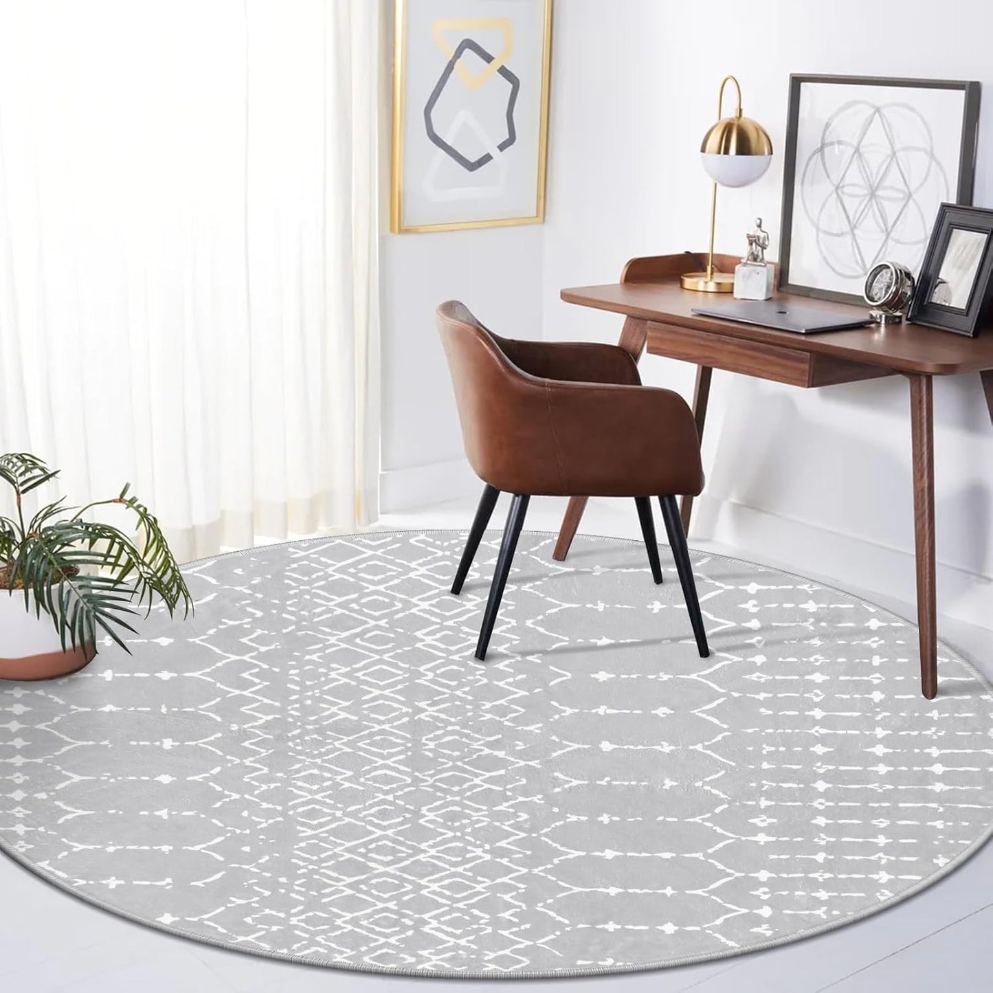 Lahome Moroccan Entry Rug 2x3, Non-Slip Washable Front Indoor Door Mat Rubber Backing Low-Profile Door Rugs, Small Geometric Print Distressed for Entryway Bathroom Kitchen, Black Hana