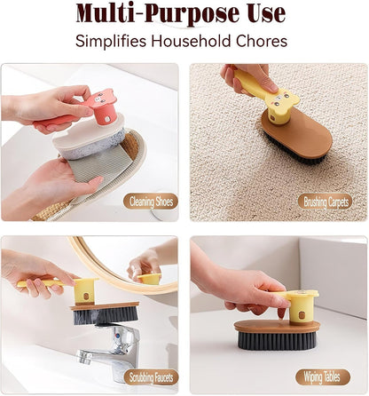 Little Bear Rotating Multi Functional Laundry Brush,Extended Bristle Cleaning Brush for Clothes, Carpet,Shoes, Etc(Khaki)