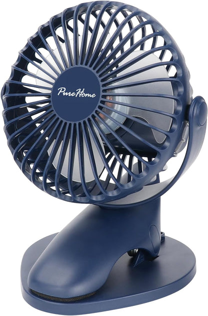 Portable Clip Fan Battery Operated,3 Speeds USB Rechargeable Mini Table Fan with Strong Airflow,360°Rotation Ultra Quiet Personal Desk Fan for Home Office Bedroom Dorm Stroller Camping(White)