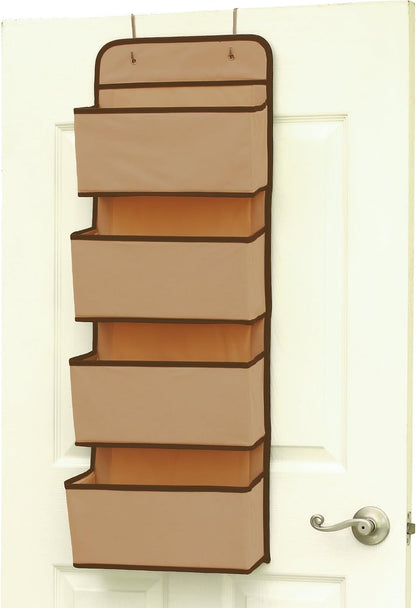 Simple Houseware 4 Pocket Over the Door Wall Mount Hanging Organizer, Grey
