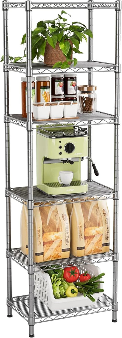 Golpart 4 Tier Adjustable Storage Shelves Metal Utility Shelf Wire Shelving Unit Organizer Rack for Home Kitchen Office Bathroom Pantry Room 12" D x 18" W x 44" H