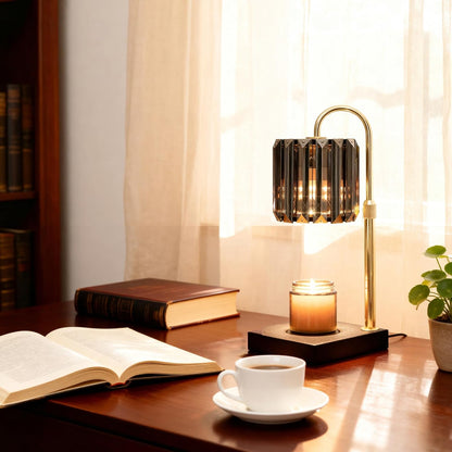 Yuichoy Candle Warmer Lamp with Timer, Dimmable Electric Candle Wamer Adjustable Height, Glass Modern Candles Melter Lamp, Gifts for Women Mom, Clear
