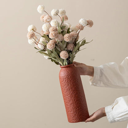 Ceramic Vase Set-3, Small Flower Vases for Decor, Modern Boho Farmhouse Style, Decorative Vases for Pampas Grass & Dried Flowers, Distressed Finish (Beige)
