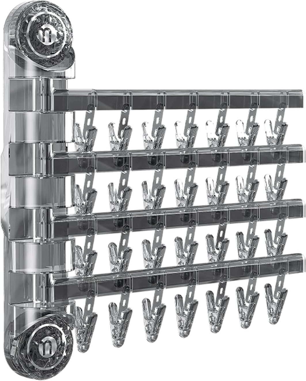 Clothes Drying Rack Wall Mounted, Clothes Drying Rack Folding with Clip, 180° Rotation, Balcony Drying Rack Dryer, Space Saver for Socks, Underwear, Rags, Towels