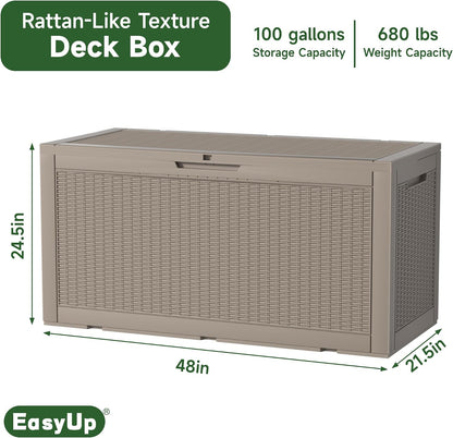 230 Gallon Large Outdoor Storage Box Waterproof, UV Resistant Resin Deck Box with Hydraulic Rod & Lockable Latch for Patio Furniture, Outside Storage Box for Garden Tools, Patio Cushions, Black