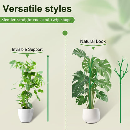 SupKing Adjustable Monstera Plant Support Garden Stakes 8 Pcs Stackable Branch Plant Stakes for Indoor Plants, Vine, Photos, Climbing and Potted Plants Come with 30 Pcs Plant Twist Tie