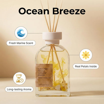 Sea Salt & Sage Reed Diffuser Set, Home Fragrance with Natural Reed Sticks, 5.07 oz, ktyixu, Long-Lasting Aromatherapy Air Freshener for Bathroom, Living Room, Office, Home Decor & Gifting