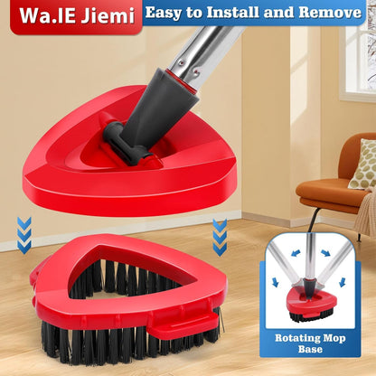 Spin Mop Head Refills Compatible with OCedar RinseClean 2-Tank System - 6-in-1 Kit Includes 4 Microfiber Replacement Heads, 1 Mop Base & 1 Scrub Brush - Machine Washable Floor Cleaning Set