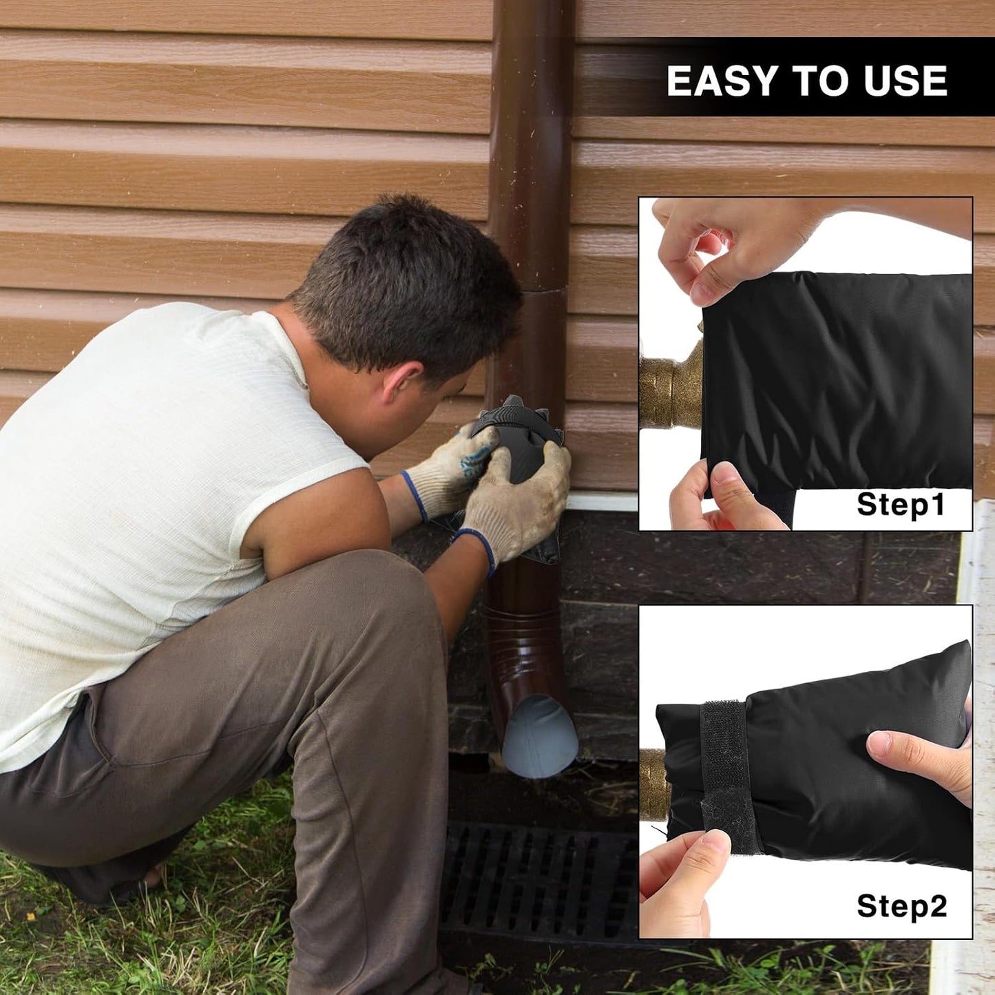 2 PACK Outdoor Faucet Cover Socks for Winter Freeze Protection Thickened Outside Garden Faucet Socks 5.9" W x 7.5" H (Black)