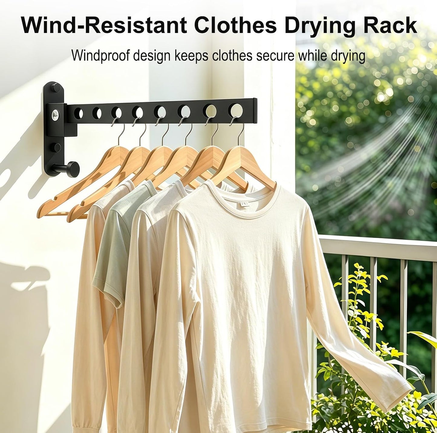 Wall Mounted Clothes Drying Rack, Space Saver, Easy Install, Black | Sized for Condos & Small Laundry Areas, Ideal for Bathroom, Bedroom, Daily Wear & Delicates, Compact Wall Drying Rack, 1 Pack