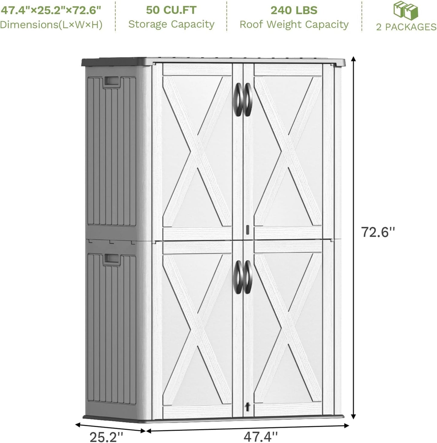 Patiowell 26 Cu.ft Outdoor Storage Cabinet with Lockable Door, Waterproof Horizontal Storage Shed for Tools and Patio Furniture, All-Weather Resin Shed Easy Assemble for Pool or Backyards, Brown