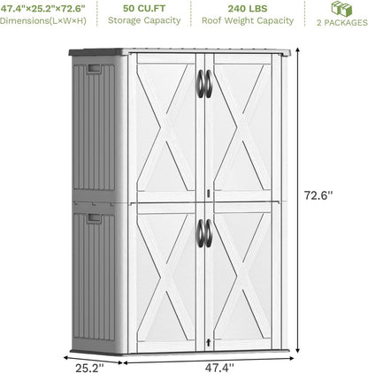 Patiowell 26 Cu.ft Outdoor Storage Cabinet with Lockable Door, Waterproof Horizontal Storage Shed for Tools and Patio Furniture, All-Weather Resin Shed Easy Assemble for Pool or Backyards, Brown