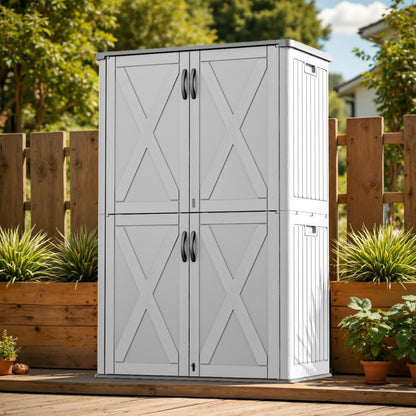 Patiowell 26 Cu.ft Outdoor Storage Cabinet with Lockable Door, Waterproof Horizontal Storage Shed for Tools and Patio Furniture, All-Weather Resin Shed Easy Assemble for Pool or Backyards, Brown