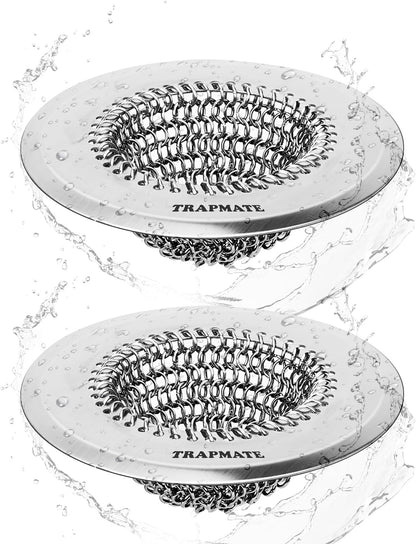 Reversible Kitchen Sink Drain Strainer Basket for Sink & Garbage Disposal | Easy Clean, Anti-Clogging, Fast Drainage, Anti-Slip, Anti-Rust, 304 Stainless Steel, Large Capacity, 4.4",Patented Chain Mesh