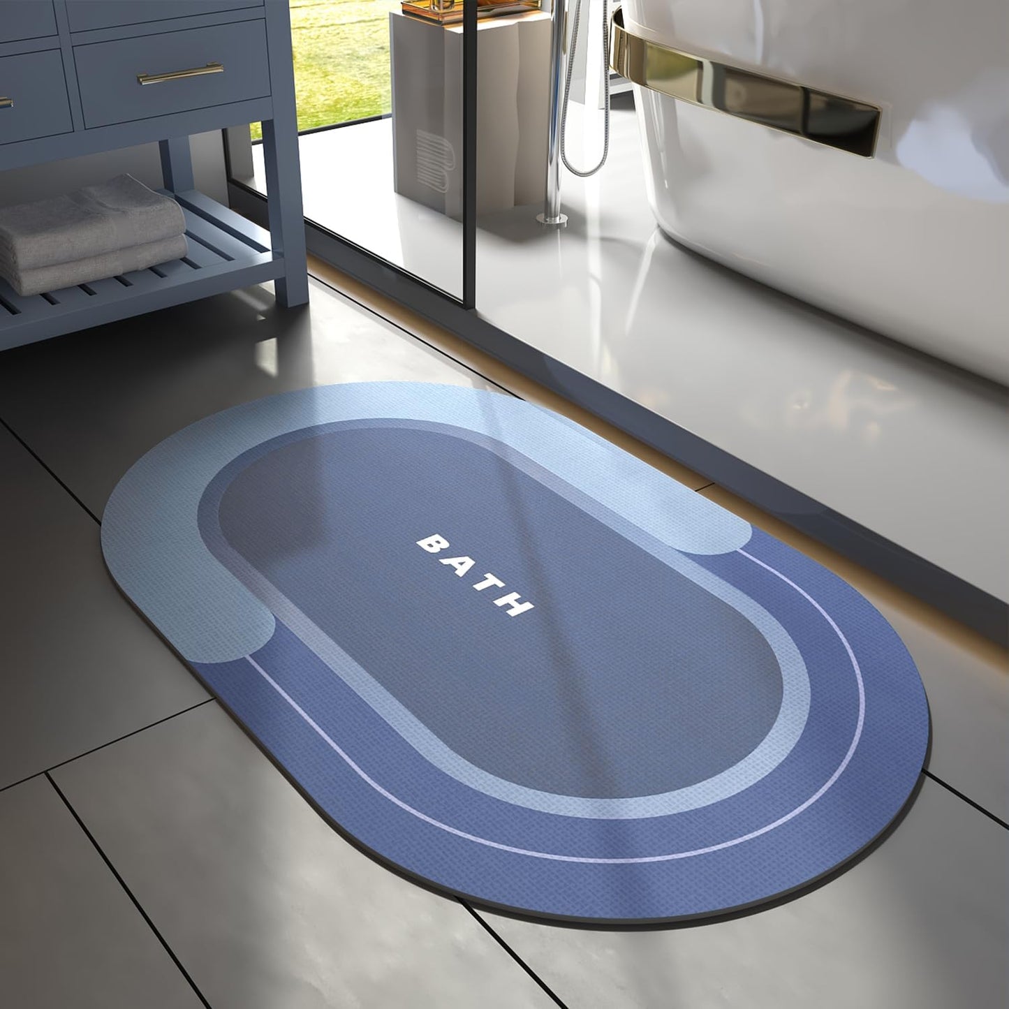MontVoo Bath Mat - Non Slip, Quick Dry, Stain Resistant Bath Mat Rug for Bathroom Floor - Easy Care Shower Rug for Outside Bathtub - 17"x27" Grey