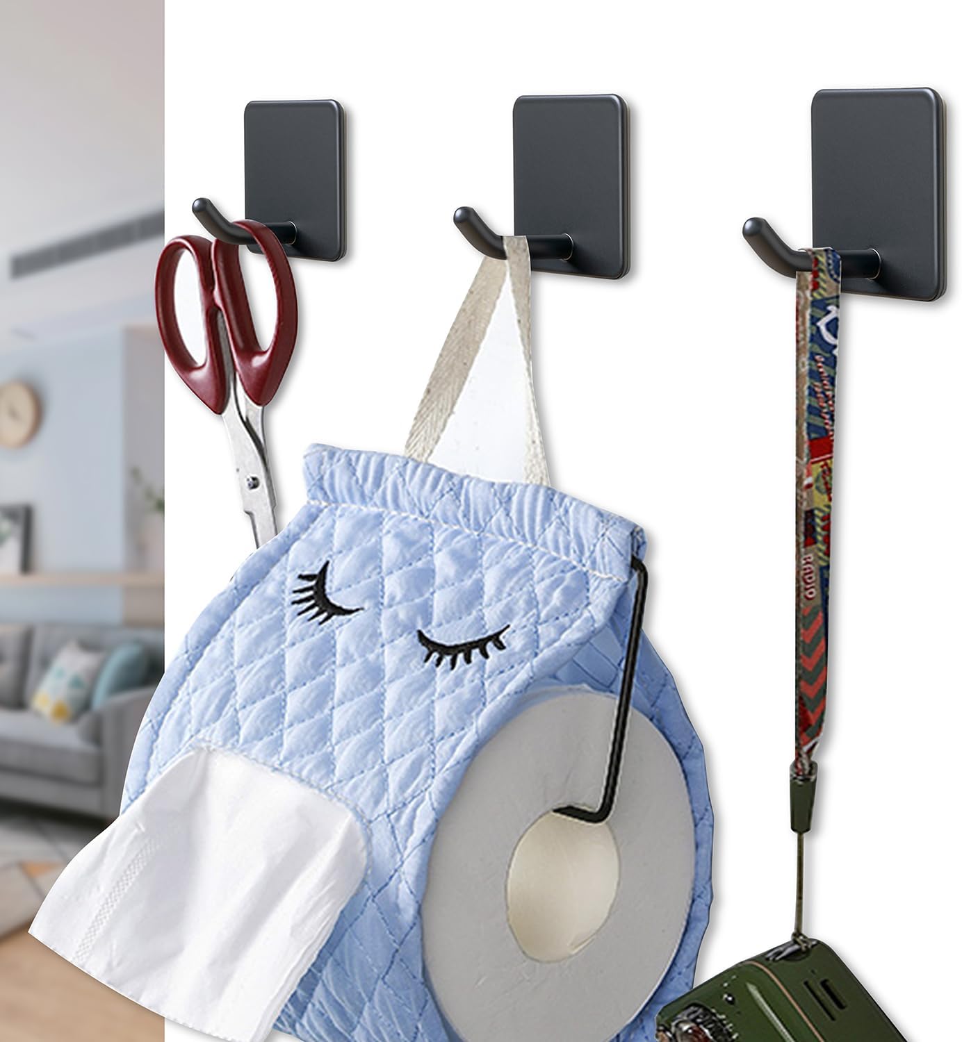 FOTYRIG Heavy Duty Adhesive Towel Hooks Stick on Towel Hanger Wall Holder Waterproof Stainless Steel Sticky Hooks for Hanging Bathroom Kitchen Home-4 Packs