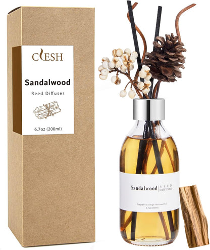 Clesh Reed Diffuser Set, 6.7 oz Eucalyptus Scented Diffuser with Sticks, Home Fragrance Reed Diffuser for Bathroom Shelf Decor